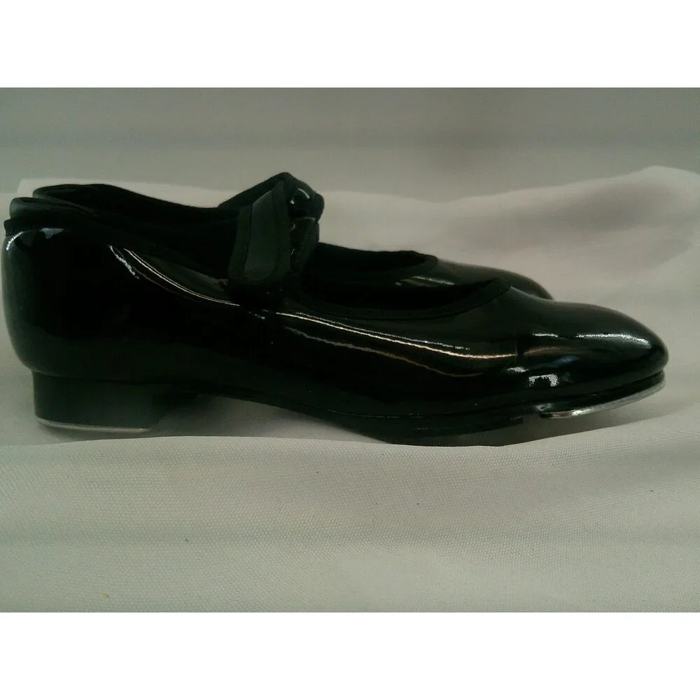 Pre-Owned Dance Tap Shoes Theatricals Kids 13.5M Mary Jane Black Easy Strap